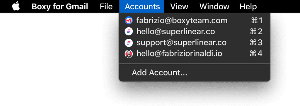Boxy Suite Account Menu